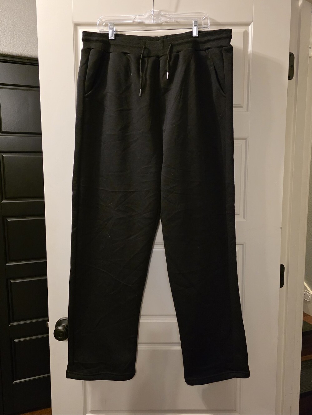 Men's Black Fur Lined Drawstring Sweatpants  2X